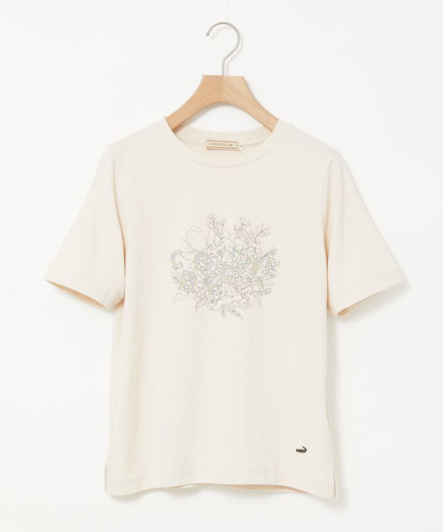 コットン フラワープリント Tシャツ