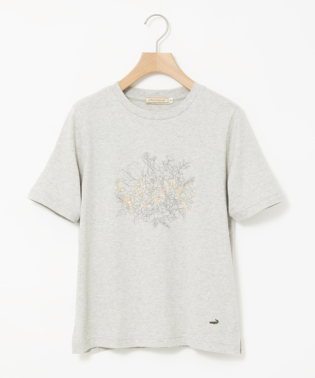 コットン フラワープリント Tシャツ