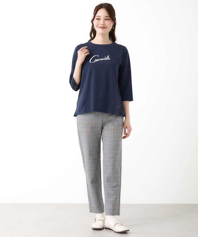 リボンロゴプリント 七分袖 Tシャツ