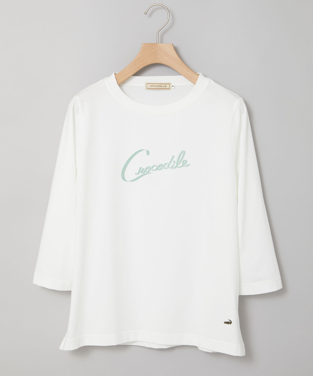 リボンロゴプリント 七分袖 Tシャツ