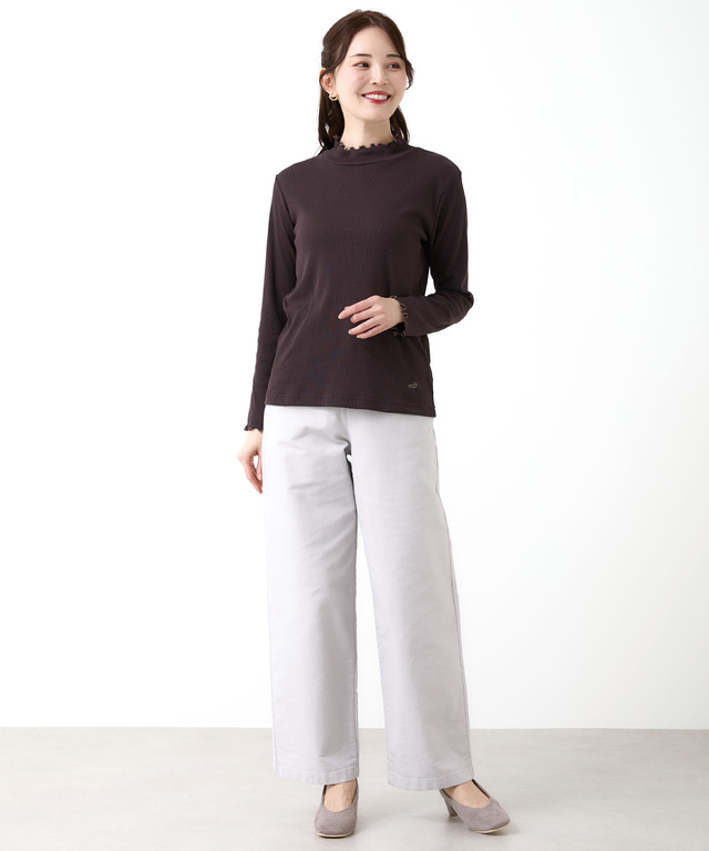 メロー ハイネック リブカットソー