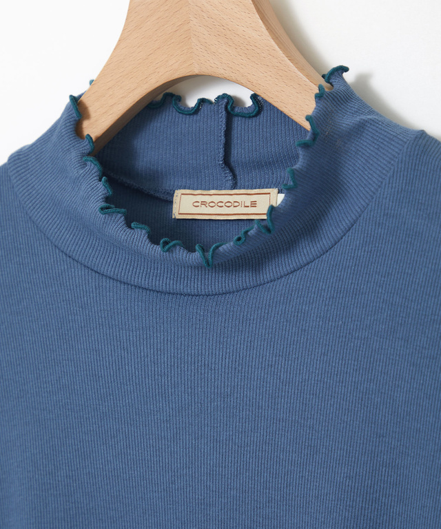 メロー ハイネック リブカットソー