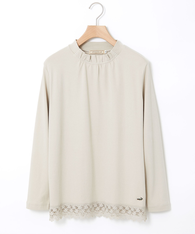 裾レース ハイネック プルオーバー