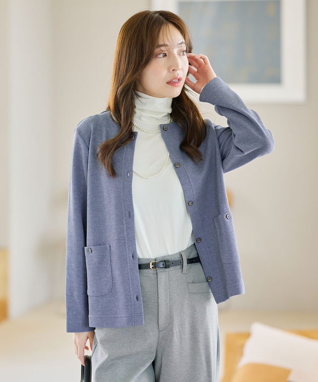 杢調 クルーネック カーディガン