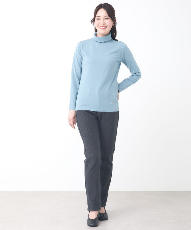 天竺 タートルネック プルオーバー