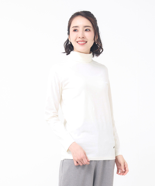 天竺 タートルネック プルオーバー