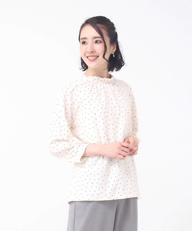 幾何学模様 ギャザー カットソー