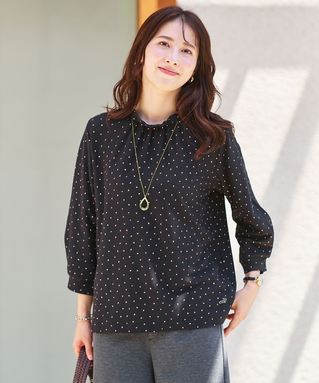 幾何学模様 ギャザー カットソー