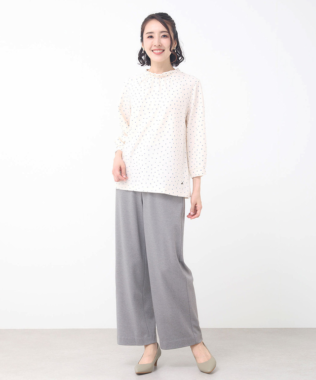 幾何学模様 ギャザー カットソー