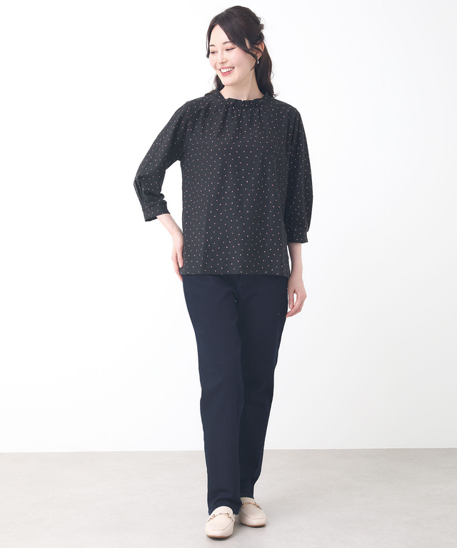 幾何学模様 ギャザー カットソー