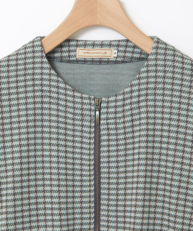 柄切り替え カット カーディガン