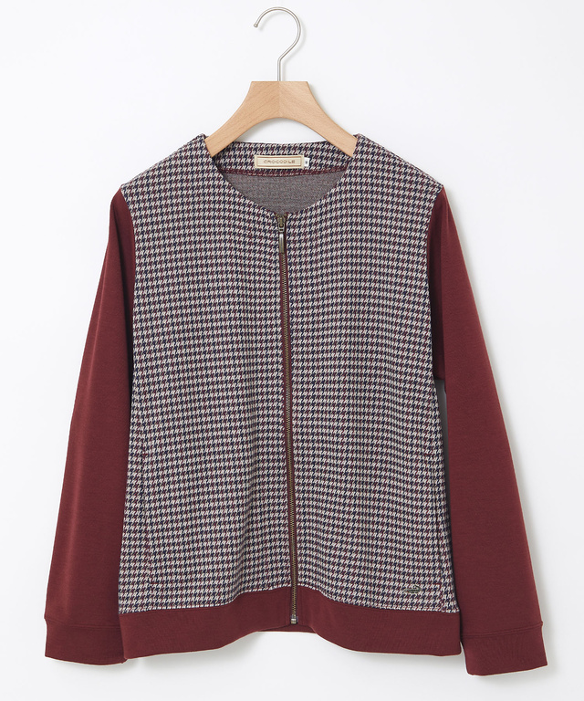 柄切り替え カット カーディガン