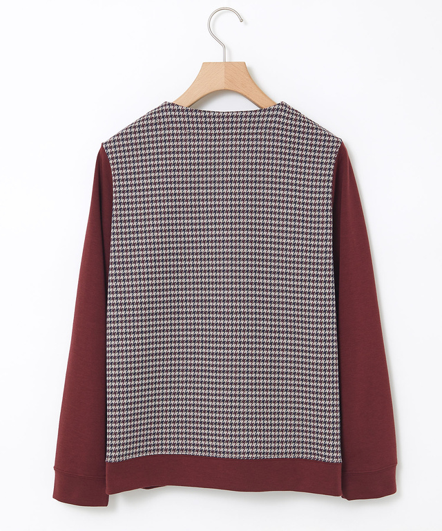 柄切り替え カット カーディガン