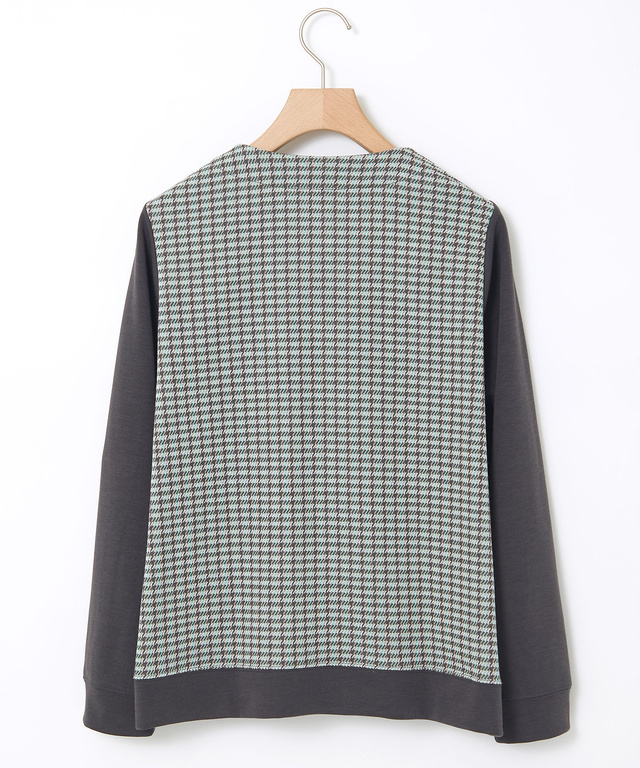 柄切り替え カット カーディガン