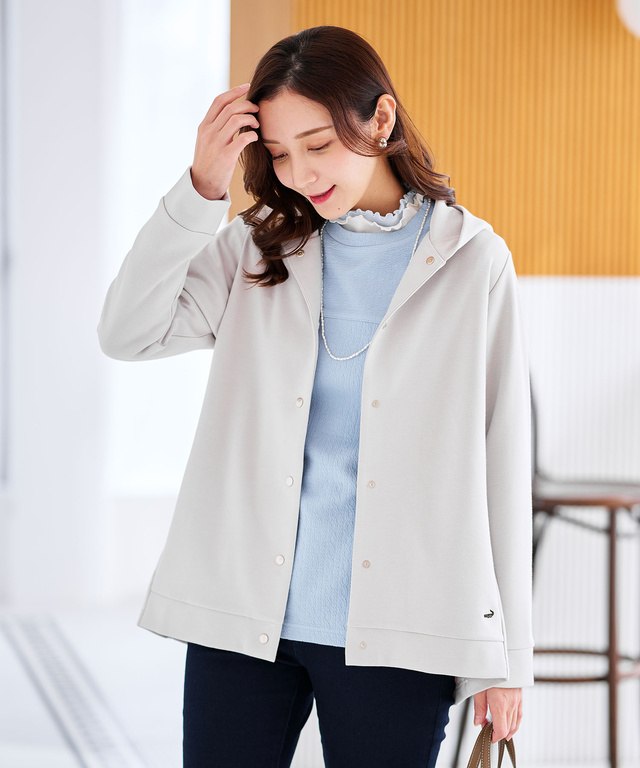  ボタン開き パーカー