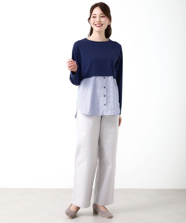 布帛ドッキング カットソー