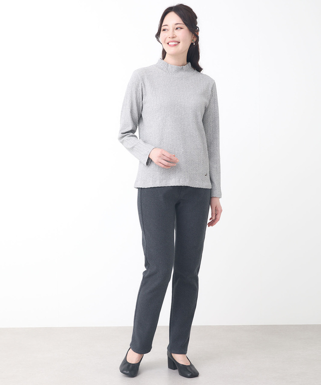 ケーブル柄 ハイネック カットソー