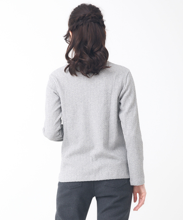 ケーブル柄 ハイネック カットソー