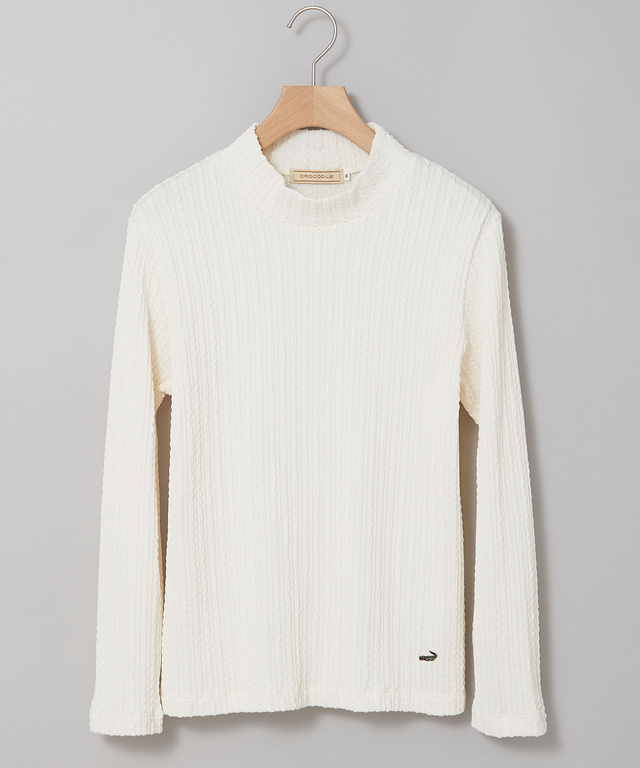 ケーブル柄 ハイネック カットソー