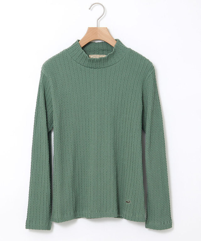 ケーブル柄 ハイネック カットソー