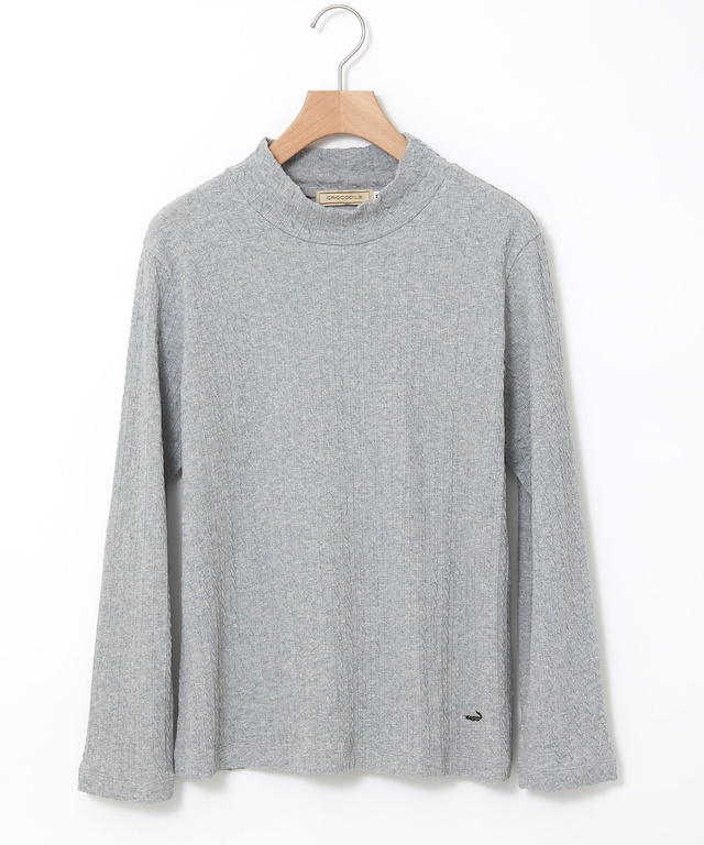 ケーブル柄 ハイネック カットソー