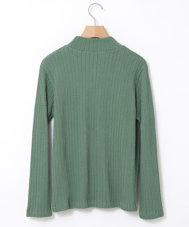 ケーブル柄 ハイネック カットソー