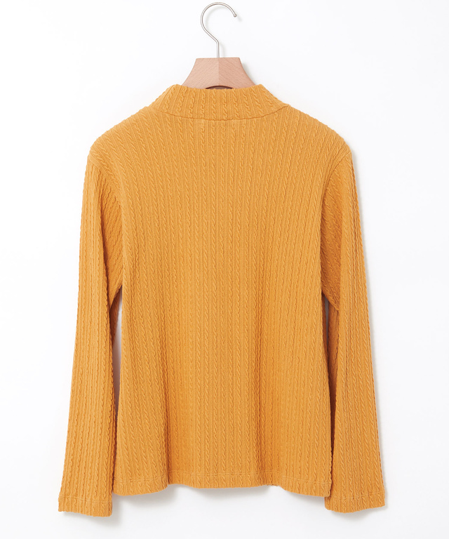 ケーブル柄 ハイネック カットソー