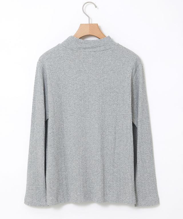 ケーブル柄 ハイネック カットソー