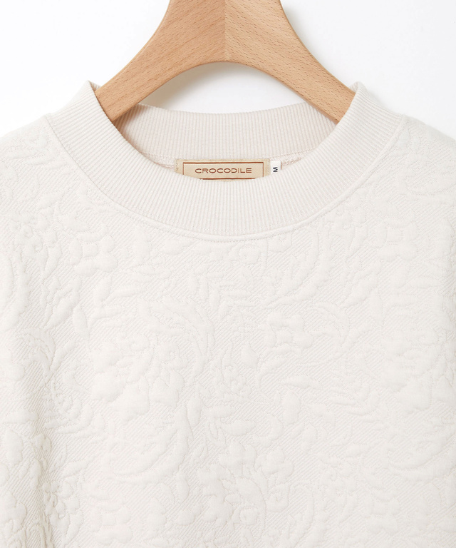 フラワージャカード モックネック トレーナー