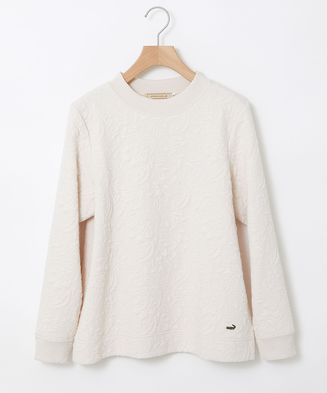 フラワージャカード モックネック トレーナー