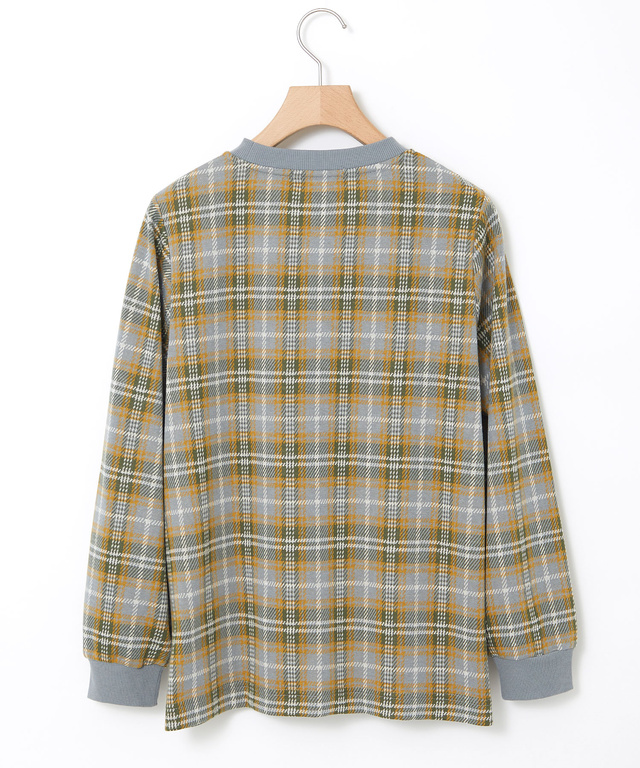 チェック柄 リブ配色 プルオーバー