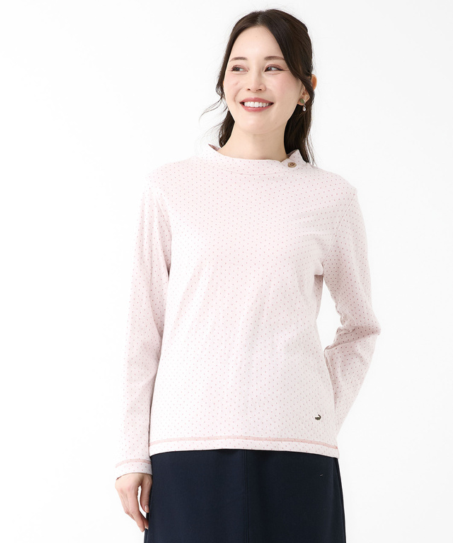 ドット柄 ハイネック プルオーバー