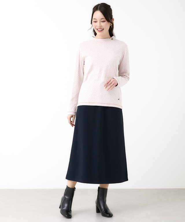 ドット柄 ハイネック プルオーバー