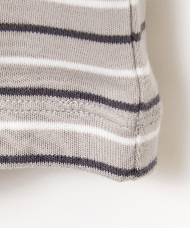 ボーダー ハイネック カットソー【ウガンダ オーガニック コットン】