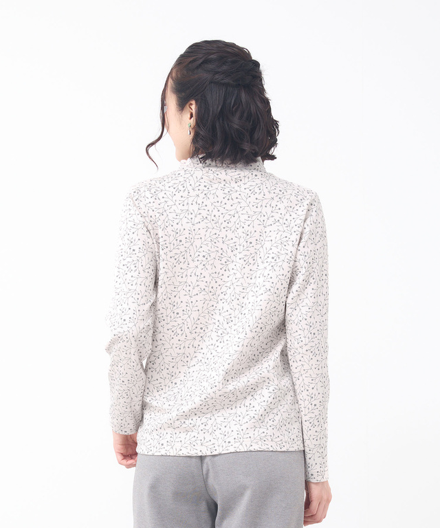 花柄プリント ハイネック プルオーバー