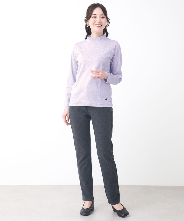 花柄プリント ハイネック プルオーバー