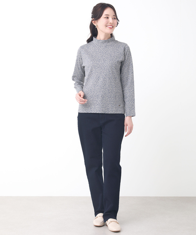 花柄プリント ハイネック プルオーバー