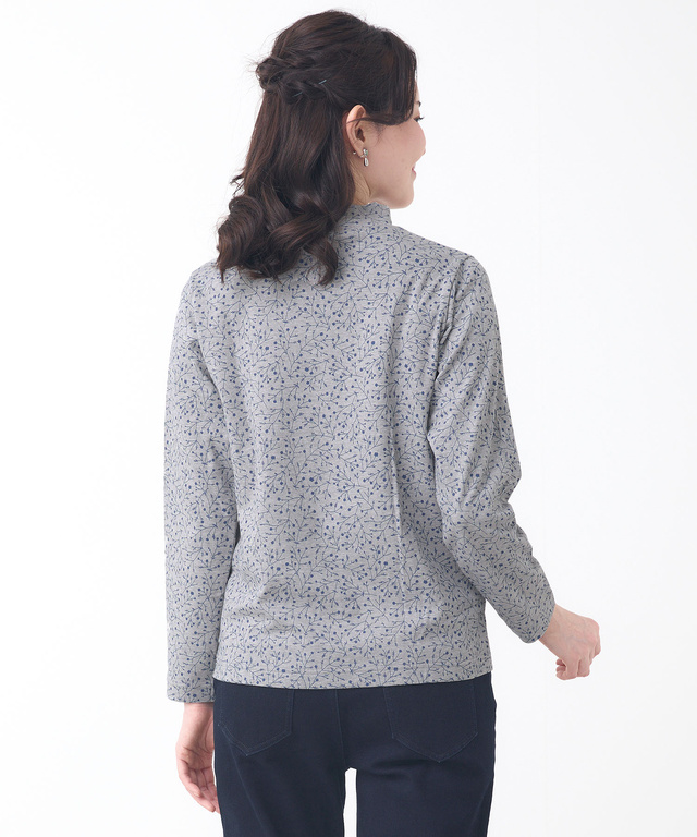 花柄プリント ハイネック プルオーバー