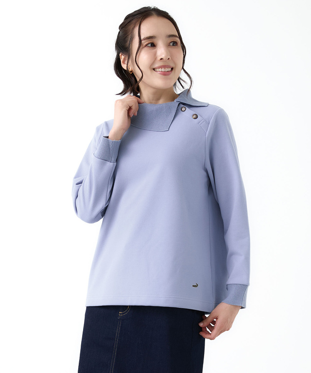 起毛 襟ニット カットソー