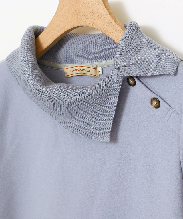 起毛 襟ニット カットソー