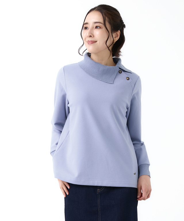 起毛 襟ニット カットソー