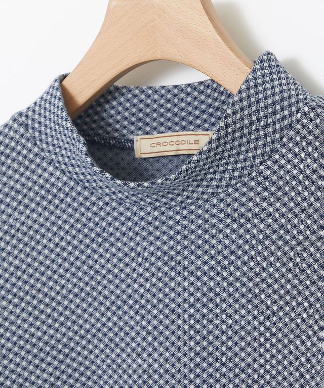 チェックジャカード ハイネックプルオーバー