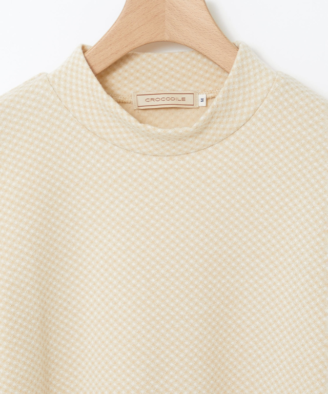 チェックジャカード ハイネックプルオーバー