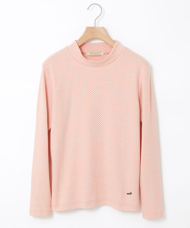 チェックジャカード ハイネックプルオーバー