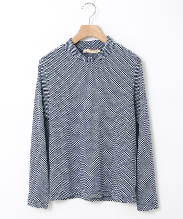 チェックジャカード ハイネックプルオーバー