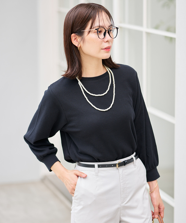 ワッフル生地 長袖カットソー