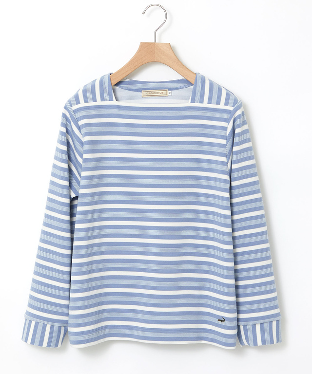 スクエアネック ボーダー プルオーバー　