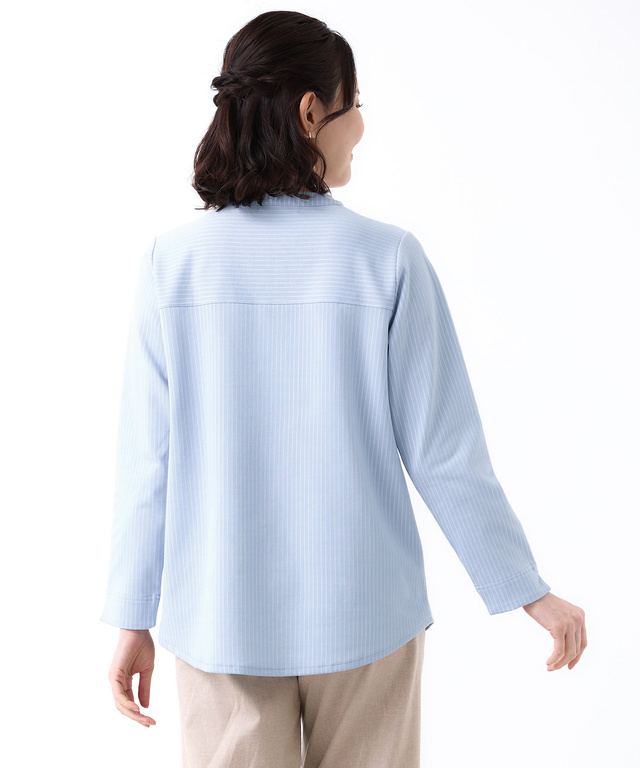 ストライプ ヘンリーネック チュニック