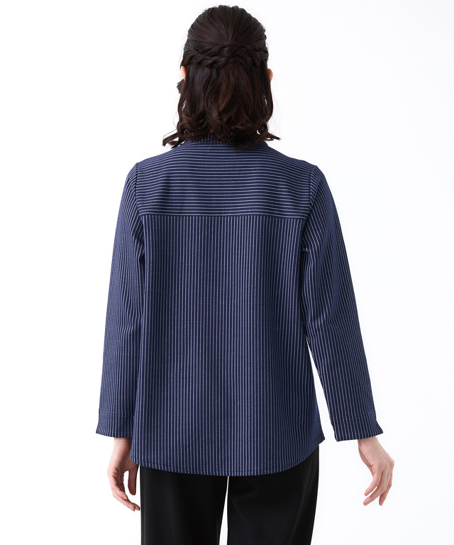 ストライプ ヘンリーネック チュニック