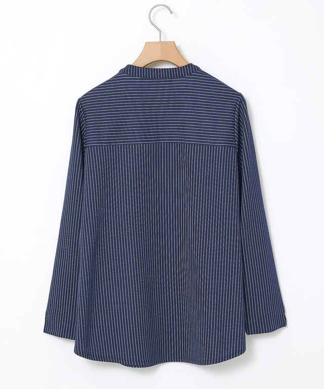 ストライプ ヘンリーネック チュニック